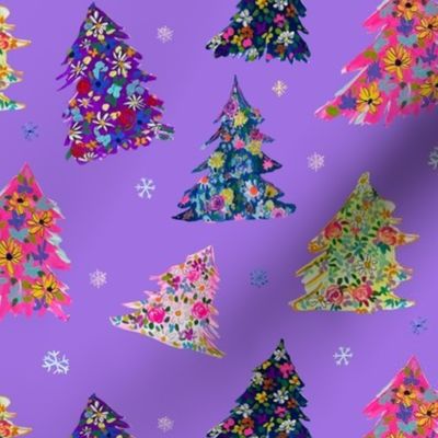 Colorful Holiday Floral Trees // Lilac