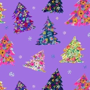 Colorful Holiday Floral Trees // Lilac