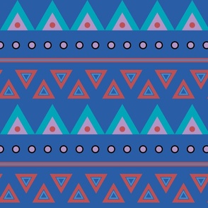 Purple, red, teal and black circles and triangles - Large scale