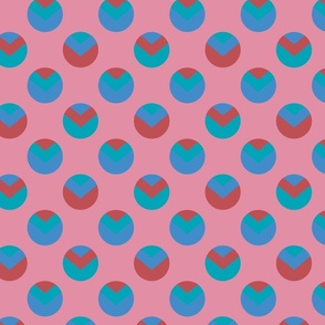 Blue, red and teal circles and triangles - Medium scale