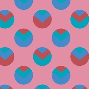 Blue, red and teal circles and triangles - Large scale