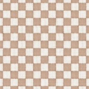 Textured Check - Ditsy Scale - Beige and Sand - Linen Ikat fabric texture Checkers Checkerboard Warm Earth Tones