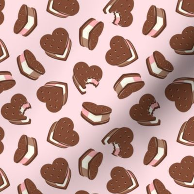 (small scale) heart Neapolitan Ice Cream Sandwiches - valentines - pale pink - LAD22