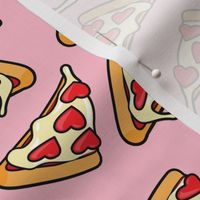 valentine's pizza by the slice - heart pepperoni slice - bubble gum pink - LAD22