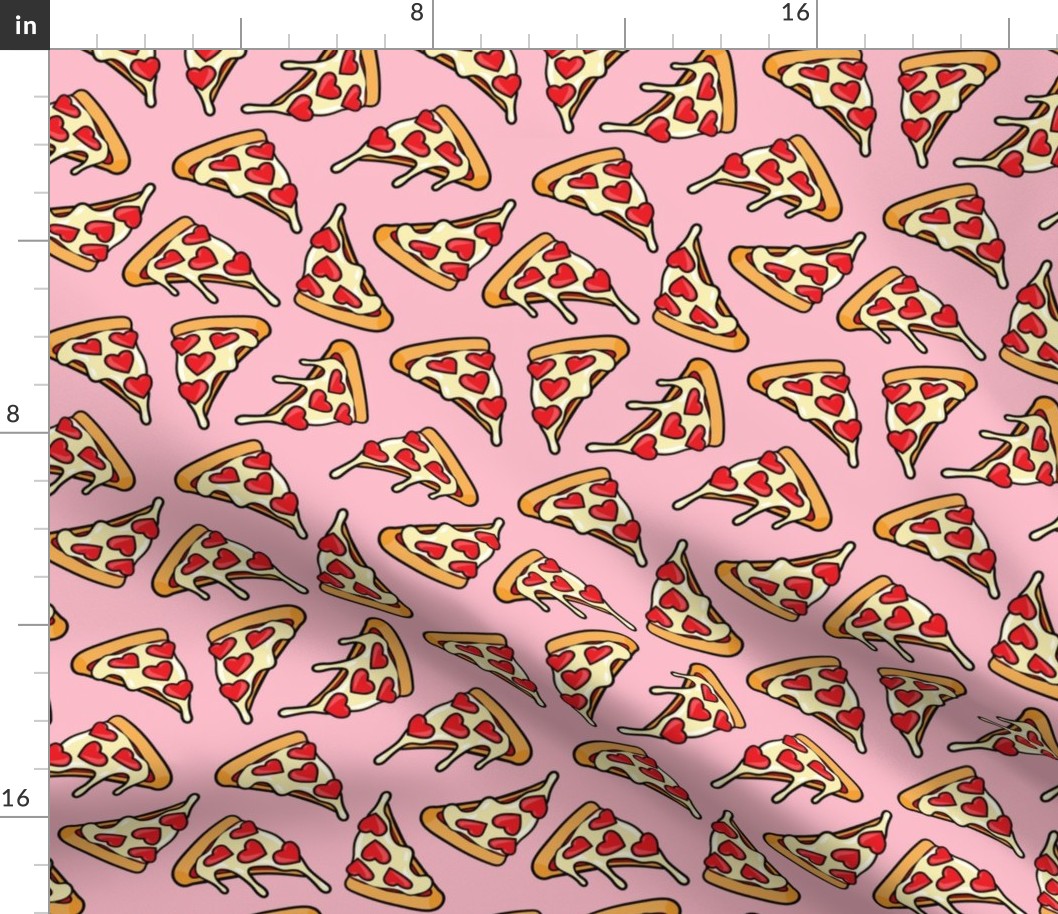 valentine's pizza by the slice - heart pepperoni slice - bubble gum pink - LAD22