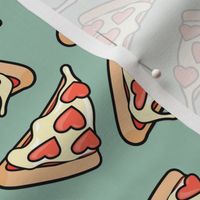 valentine's pizza by the slice - heart pepperoni slice - green - LAD22