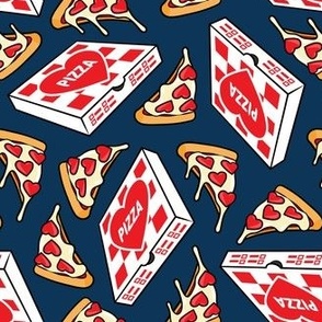 Valentine's Day Heart Pizza Party - Pizza box & Pepperoni slice - dark blue - LAD22