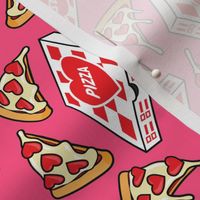 Valentine's Day Heart Pizza Party - Pizza box & Pepperoni slice - dark pink - LAD22