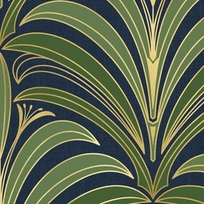 Art Deco Leaves in Gold - Large Scale