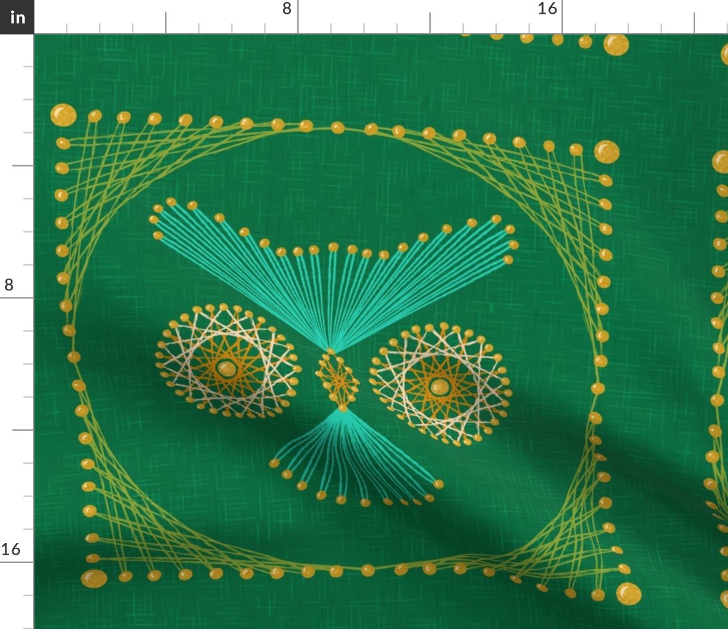 18" Crafty Retro 1970s String Owl Green Panel