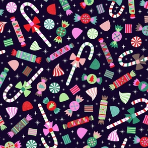 Christmas Candy Celebration on Dark Background LARGE scale