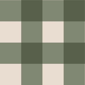 Large Green and Cream Checkerboard (10.5" Fabric/12" Wallpaper)