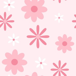 Monochrome Pink Retro Floral (24”)