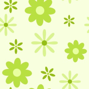 Monochrome Green Retro Floral (24”)