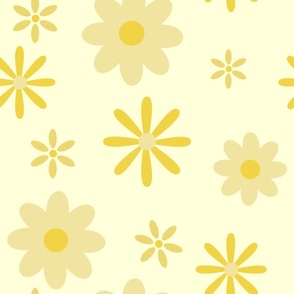 Monochrome yellow retro floral (24”)