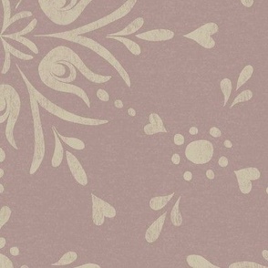 Geometric folk floral winter snowflake for Christmas - pearl cream on soft pink taupe - large