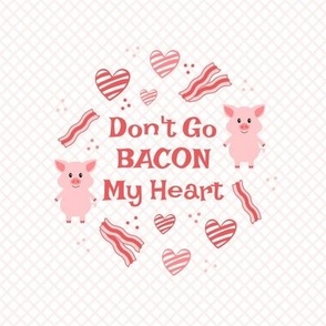 6" Circle Panel Don't Go Bacon My Heart Funny Valentine Pigs for DIY Embroidery Hoop Quilt Squares Potholders 