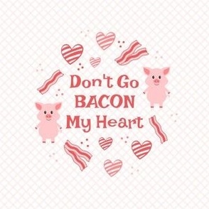 4" Circle Panel Don't Go Bacon My Heart Funny Valentine Pigs for DIY Embroidery Hoop Quilt Squares Iron on Patches