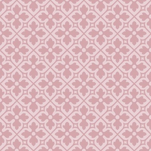 Gothic Revival coordinate: pink quatrefoil lattice