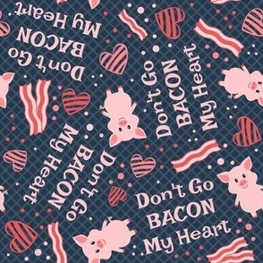 Medium Scale Don't Go Bacon My Heart Funny Valentine Pigs on Navy