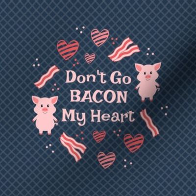  6" Circle Panel Don't Go Bacon My Heart Funny Valentine Pigs for DIY Embroidery Hoop Quilt Squares Potholders