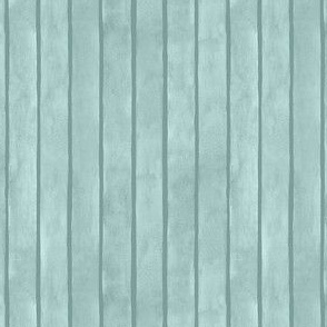 Light Teal Broad Vertical Stripes - Ditsy Scale - Watercolor Textured Teal Background