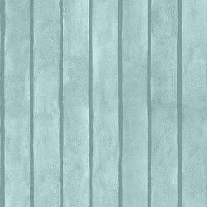 Light Teal Broad Vertical Stripes - Small Scale - Watercolor Textured Teal Background