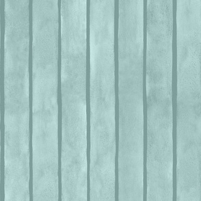 Light Teal Broad Vertical Stripes - Medium Scale - Watercolor Textured Teal Background Aqua