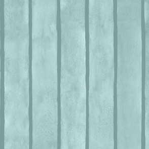 Light Teal Broad Vertical Stripes - Large Scale - Watercolor Textured Teal Background Aqua