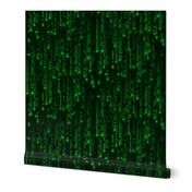 Bright Neon Green Digital Rain Computer Code