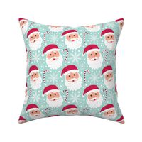 christmas  santa claus, candy cane and snowflakes - Blue