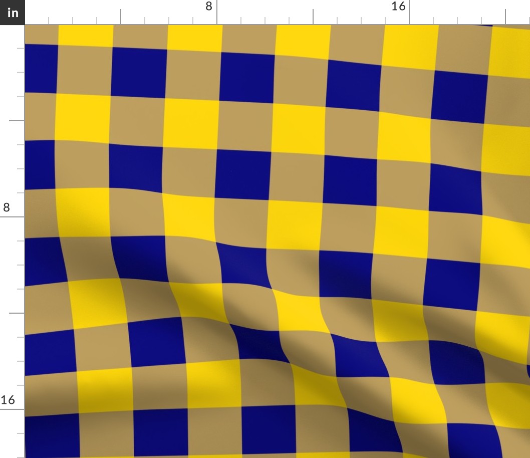 California Blue and Gold Gingham Check