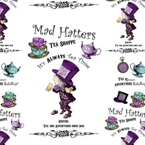 Mad Hatter Tea Shop White Turquoise and Purple