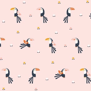 Minimal toucans in blush