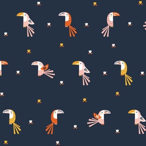 Minimal toucans in navy