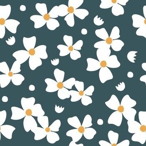little white floral navy