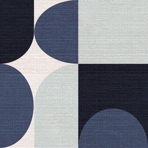 Linen Organic Shapes in Indigo blue 