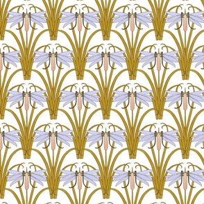 MEDIUM - Dragonflies by Maurice Pillard Verneuil  -  Art Deco, Antiqued Animal Fabric- off white 