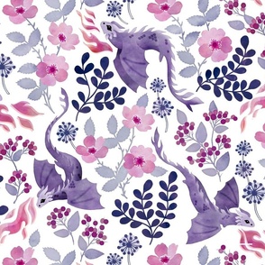 Dragons pastel floral purple
