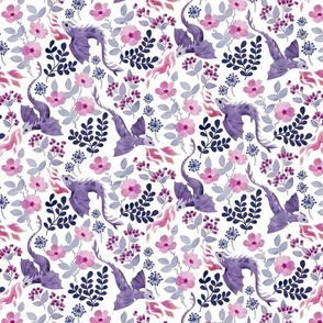 Dragons pastel floral purple small