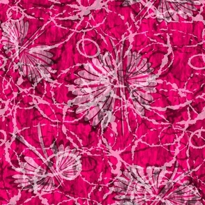 Textured Batik Tropical Flowers Large Summer Casual Fun Dark Mix Monochromatic Pink Blender Bright Colors Bold Rose Magenta Pink FF007F Bold Modern Abstract Geometric Floral