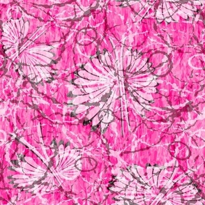 Textured Batik Tropical Flowers Large Summer Casual Fun Light Mix Monochromatic Pink Blender Bright Colors Bold Rose Magenta Pink FF007F Bold Modern Abstract Geometric Floral