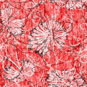 Textured Batik Tropical Flowers Large Summer Casual Fun Light Mix Monochromatic Red Blender Bright Colors Bold Red FF0000 Bold Modern Abstract Geometric Floral