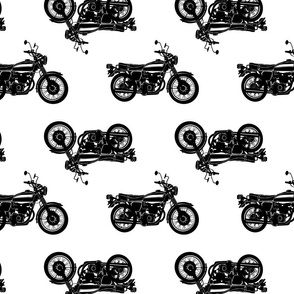 Vintage Motorcycle Cafe Racer Black on White