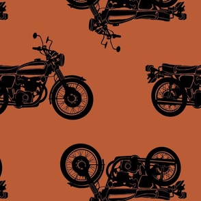 Oversize Motorcycle Cafe Racer on Orange 