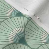 Art Deco Peacock Feather Fan Scallop celadon sage 3in scale by Pippa Shaw