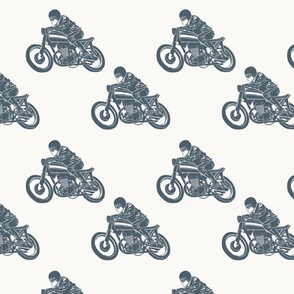 Cafe Racer Motorcycle Rider Blue Grunge