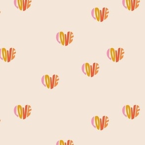 Groovy Love - retro vintage heart shape text saying love minimalist typography design girls orange pink blush on ivory cream
