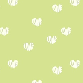 Groovy Love - retro vintage heart shape text saying love minimalist typography design white on lime green spring