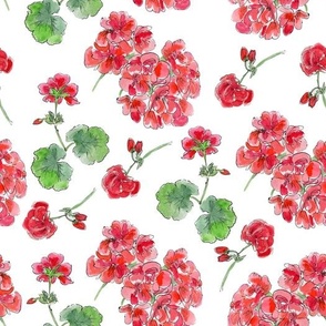 Floral Geranium Red and Green